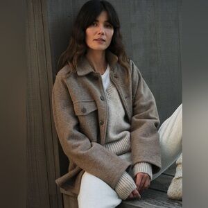 nwt BUCK MASON Felted Field Shirt in Marled Camel Merino Wool Shacket Size XL